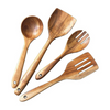 Decorlay Natural Handmade Wooden Spoon Set for Cooking Serving & kitchen utensils Set of 4 Brown