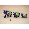 JH Gallery Plastic Elephant Showpiece 8x7x6 cm Blue Set of 3