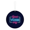 Blue Finch Wall Or Door Hanging Good Vibes Only With Neon Light Theme Wooden Round Name Plate
