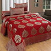 Fresh From Loom Chenille Velvet 500 TC Double Bed King Size Bedsheet with 2 Pillow Covers Jhumka Red