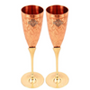 Indian Art Villa Embossed Goblet Design Copper Brass Flute Champagne Glass | 150 ml (Pack of 2)