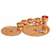 Indian Art Villa Pure Copper Hammered Design 9 Pieces Dinner Set