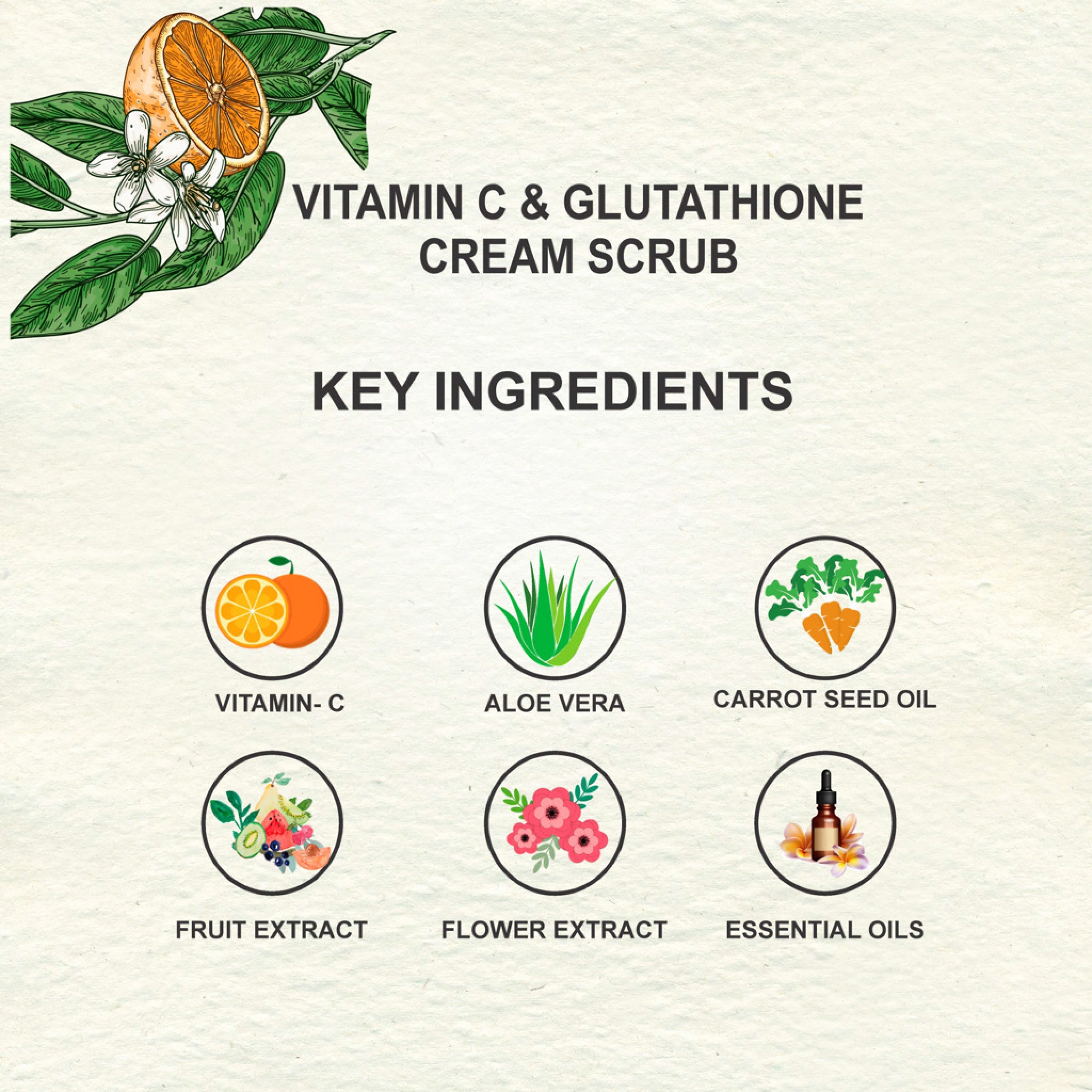 Love Earth Vitamin C & Glutathione Cream Scrub 50 gms Swadesii