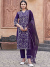 Tikhi Imli Women Embroidered Regular Thread Work Pure Cotton Kurta with Trousers & With Dupatta