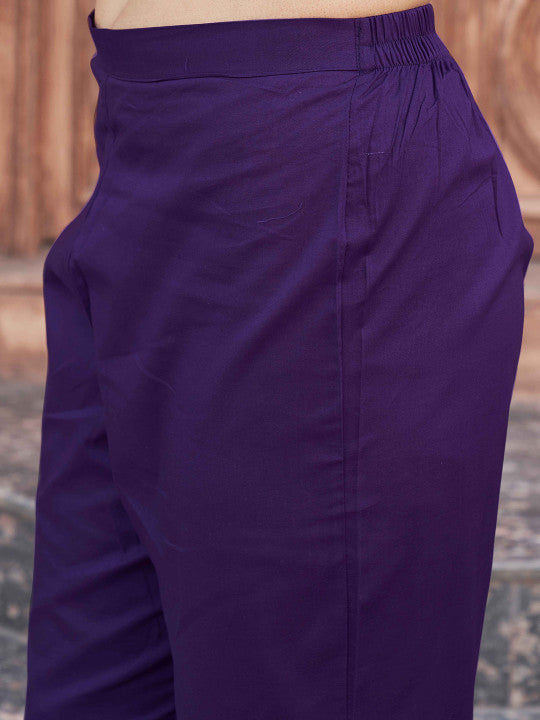 Women Embroidered Regular Thread Work Pure Cotton Kurta with Trousers & With Dupatta