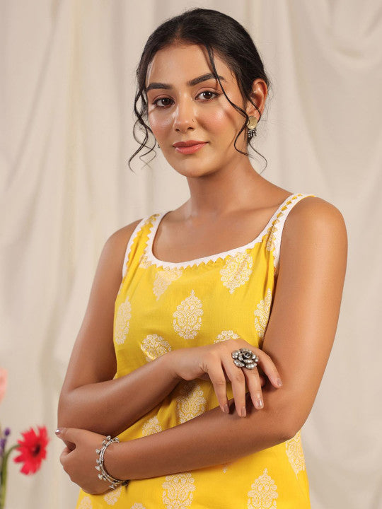 anayna Women Ethnic Motifs Printed Thread Work Kurta