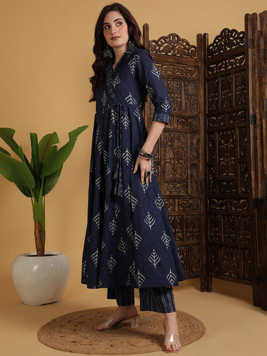 Sangria Ethnic Motifs Printed Regular Pure Cotton Kurta with Palazzo
