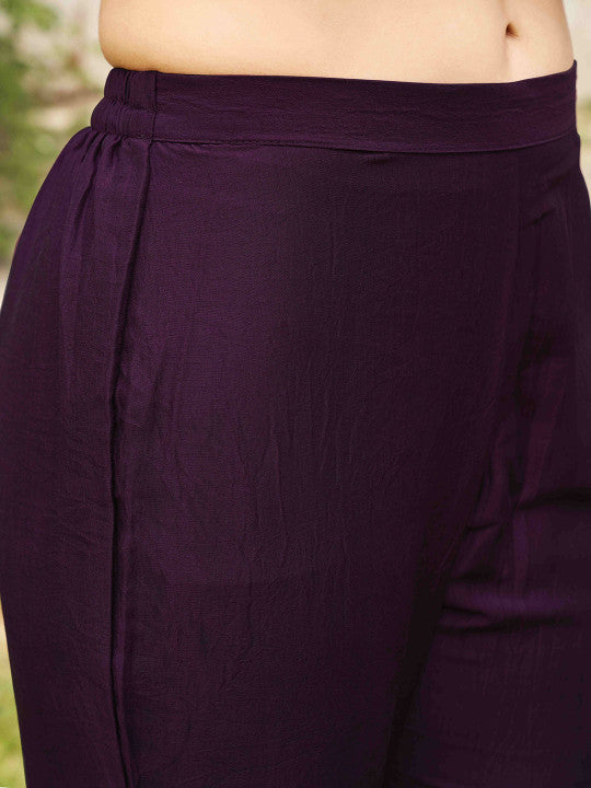 Tikhi Imli Round Neck Anarkali Kurta with Trousers & Dupatta