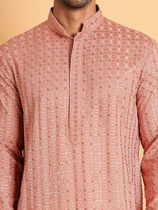 Anouk Men Geometric Embroidered Chikankari Kurta