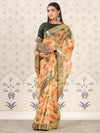 House of Pataudi Olive & Mustard Floral Printed Sequinned Saree