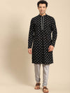 Amodh by Kisah Men Black Kurta (Set of 2)