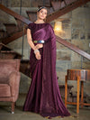 Odette Festive Designer Violet Saree with Unstitched Blouse