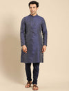 Amodh by Kisah Men Navy Blue Kurta (Set of 2)