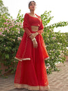 Janasya Woven Design Organza Ready to Wear Lehenga & Blouse With Dupatta