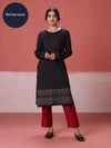 Likha Black Woollen Acrylic Jacquard Winter Kurta