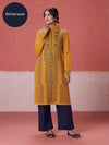 Likha Yellow Woollen Acrylic Jacquard Winter Kurta