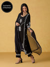 Likha Black Chikankari Kurta Pant & Dupatta LIKSKD305 (Set of 3)