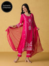 Likha Pink Chikankari Kurta Pant & Dupatta (Set of 3)