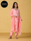 Likha Peach Chikankari Kurta Pant & Dupatta LIKSKD298 (Set of 3)