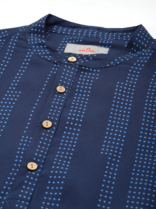 Anouk Men Polka Dot Printed Pure Cotton Kurta