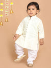 Vastramay Sishu Boys Yellow Ethnic Motifs Chikankari Kurta