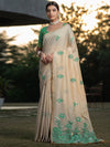 Satrani Beige Floral Woven Design Zari Banarasi Saree