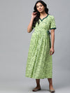 Anayna Women Green Printed A-Line Nursing Dress