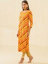 Sangria Leheriya Printed Round Neck Gotta Patti Straight Kurta