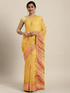 Sangria Mustard & Red Bandhani Embroidered Pure Chiffon Bandhani Saree
