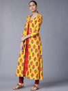 Vishudh Women Yellow & Red Printed A-Line Kurta