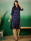 Sangria Abstract Printed Mandarin Collar Cotton Straight Kurta