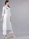 Vishudh Women White Embroidered Straight Kurta