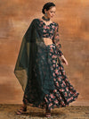 AKS Floral Printed V-Neck Ready to Wear Lehenga & Blouse With Dupatta