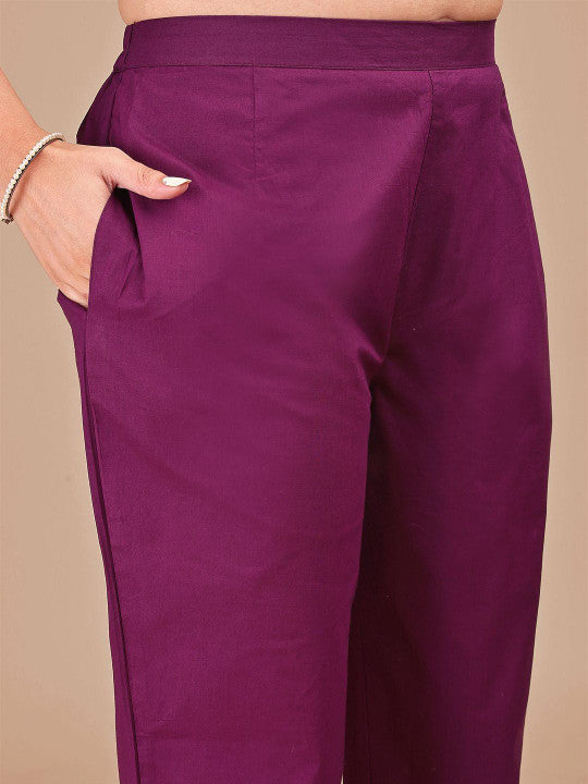 Embroidered V Neck Tunic With Trousers Co-Ords