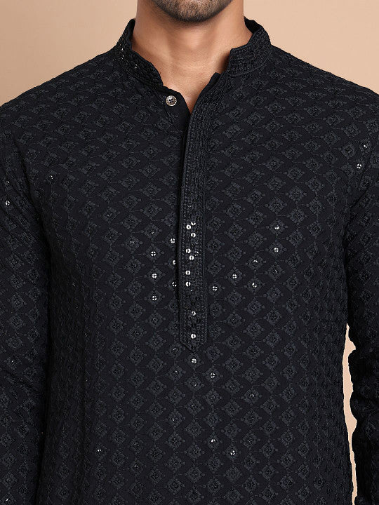 Anouk Men Geometric Embroidered Sequinned Kurta