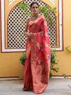 Janasya Floral Woven Design Zari Organza Kanjeevaram Saree