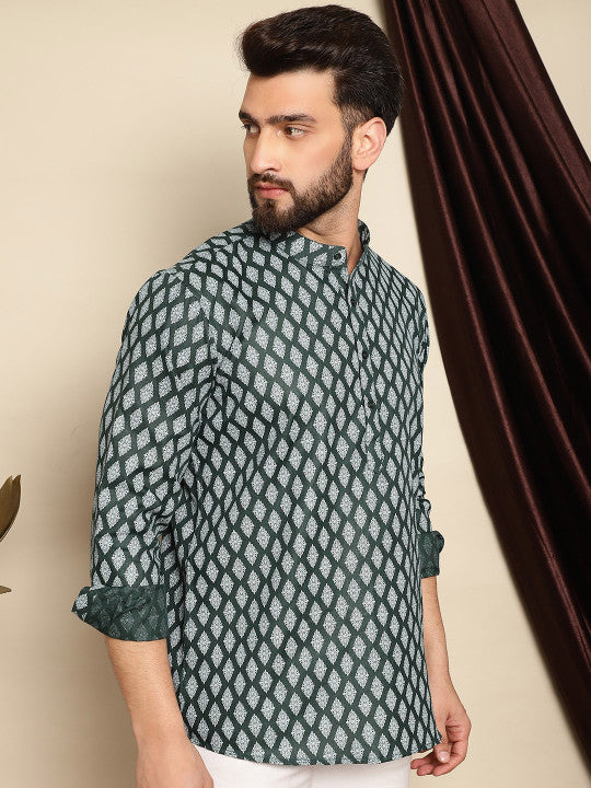 Ethnic Motifs Printed Thread Work Short Kurta