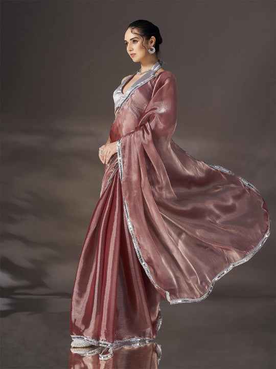 Tikhi Imli Mukaish Poly Chiffon Saree