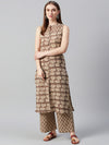 Anayna Women Beige & Maroon Printed Kurta with Palazzos