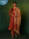 Likha Orange Floral Print & Embroidered Kurta Pant With Dupatta LIKSKD177