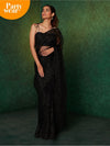 Likha Black Net Sequins Embroidered Saree & Unstitched Blouse LIKSAR12 (One Size)