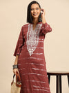 Sangria Women Ethnic Motifs Printed Straight Kurta with Pocket