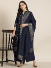 Here&now Women Ethnic Motifs Printed Regular Kurta with Palazzos & With Dupatta