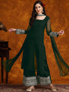 Sangria Embroidery Georgette Kurta Palazzo With Dupatta Set