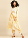 Anayna Women Yellow & White Printed Kurta with Trousers