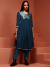 IMARA Ethnic Motif Yoke Design Jacquard Empire Kurta