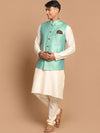 Vastramay Men Cream-Coloured Festive A-Line Kurta Sets