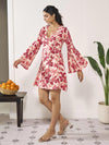 Anayna Floral Print Flared Sleeve A-Line Dress