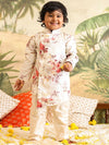 Vastramay Sishu Boys Floral Printed Mandarin Angrakha Collar Long Sleeve Kurta Sets