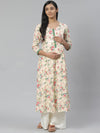 Anayna Women Cream-Coloured & Green Floral A-Line Maternity Kurta